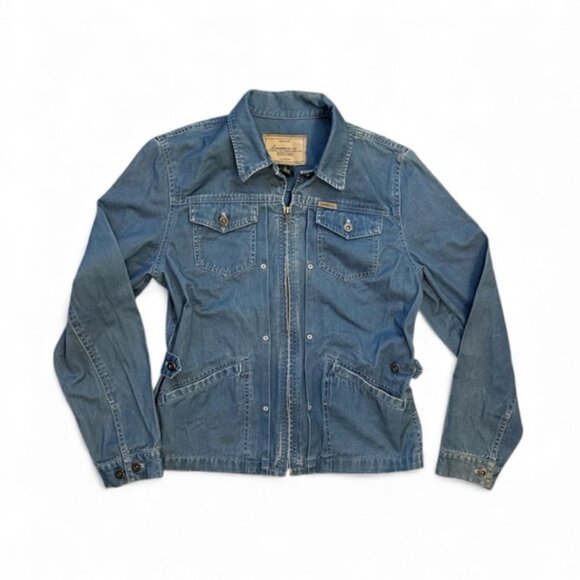 VTG 90’s Ralph Lauren Authentic Dry Goods Denim Chore Jacket Sz M Zip Utility - Picture 2 of 9